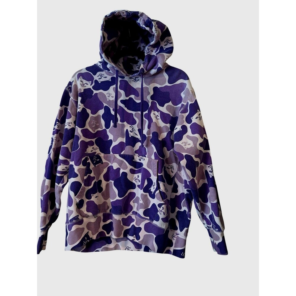 RIPNDIP Square Up Purple Tie Dye Hoodie Men's Medium Lord Nermal Alien Cat